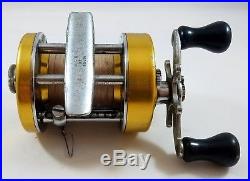 Vintage Penn 940 Levelmatic Fishing Reel Gold Marine Casting Ball Bearings