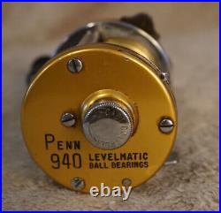 Vintage Penn 940 Levelmatic Gold Baitcaster Reel Working Condition