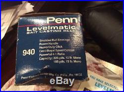 Vintage Penn 940 Levelmatic, new in box Fishing Reel Never Used