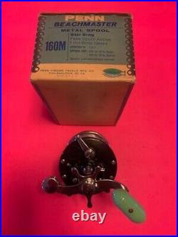 Vintage Penn Beachmaster No. 160 Fishing Reel With Blue & White Vintage Box Mint