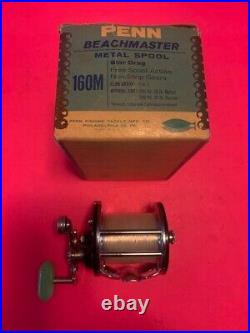 Vintage Penn Beachmaster No. 160 Fishing Reel With Blue & White Vintage Box Mint
