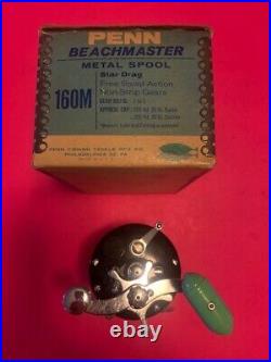 Vintage Penn Beachmaster No. 160 Fishing Reel With Blue & White Vintage Box Mint