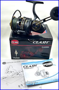Vintage Penn CLASH CLA5000 Saltwater Spinning Reel, NOS, NIB, prespooled