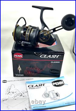 Vintage Penn CLASH CLA5000 Saltwater Spinning Reel, NOS, NIB, prespooled