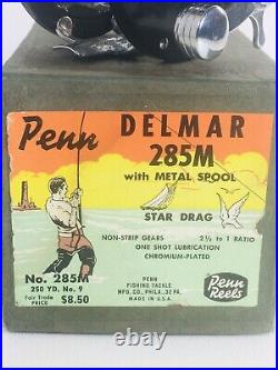 Vintage Penn Delmar 285 Saltwater Fishing Reel in Original Box 285M 250yd No. 9