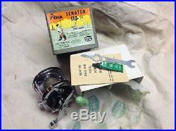 Vintage Penn Fishing Reel 110 1/0 Senator With Box, Wrench, Paper, Care Card