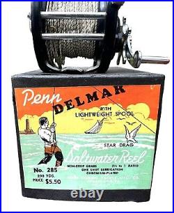 Vintage Penn Fishing Reel Delmar 285m With Original Box Lube Instructions