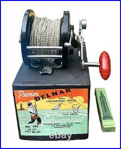 Vintage Penn Fishing Reel Delmar 285m With Original Box Lube Instructions