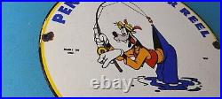 Vintage Penn Fishing Reels Goofy Porcelain Tackle Rods Saltwater Gas Pump Sign