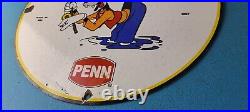 Vintage Penn Fishing Reels Goofy Porcelain Tackle Rods Saltwater Gas Pump Sign