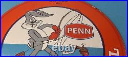 Vintage Penn Fishing Reels Porcelain Gas Pump Tackle Sales Service Lures Sign