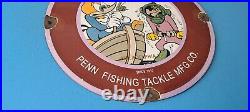 Vintage Penn Fishing Reels Porcelain Gas Station Lures Tackle Sales Service Sign