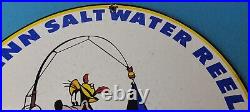 Vintage Penn Fishing Reels Porcelain Goofy Gas Station Sales Service Lures Sign