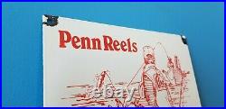 Vintage Penn Fishing Reels Porcelain Rapala Tackle Sales Lures Display Sign
