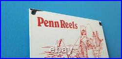 Vintage Penn Fishing Reels Porcelain Rapala Tackle Sales Lures Display Sign