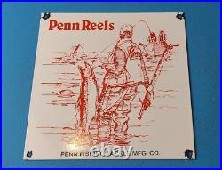 Vintage Penn Fishing Reels Porcelain Rapala Tackle Sales Lures Store Sign