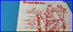 Vintage Penn Fishing Reels Porcelain Rapala Tackle Sales Lures Store Sign