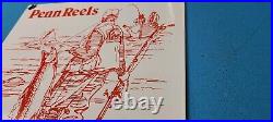 Vintage Penn Fishing Reels Porcelain Rapala Tackle Sales Lures Store Sign