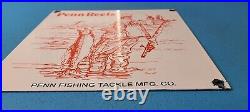 Vintage Penn Fishing Reels Porcelain Rapala Tackle Sales Lures Store Sign