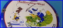 Vintage Penn Fishing Reels Porcelain Sign Saltwater Gear Gas Pump Plate Sign