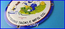Vintage Penn Fishing Reels Porcelain Sign Saltwater Gear Gas Pump Plate Sign