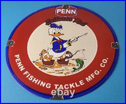 Vintage Penn Fishing Reels Porcelain Sign Tackle Rods Gear Gas Pump Plate Sign