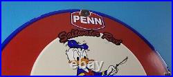 Vintage Penn Fishing Reels Porcelain Sign Tackle Rods Gear Gas Pump Plate Sign
