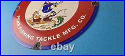 Vintage Penn Fishing Reels Porcelain Sign Tackle Rods Gear Gas Pump Plate Sign