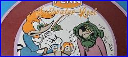 Vintage Penn Fishing Reels Sign Porcelain Tackle Equipment Gas Pump Plate Sign