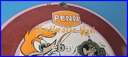Vintage Penn Fishing Reels Sign Porcelain Tackle Equipment Gas Pump Plate Sign