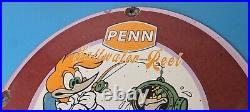 Vintage Penn Fishing Reels Sign Porcelain Tackle Equipment Gas Pump Plate Sign