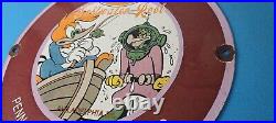 Vintage Penn Fishing Reels Sign Porcelain Tackle Equipment Gas Pump Plate Sign