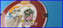 Vintage Penn Fishing Reels Sign Porcelain Tackle Equipment Gas Pump Plate Sign