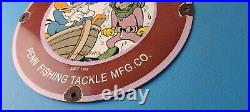 Vintage Penn Fishing Reels Sign Porcelain Tackle Equipment Gas Pump Plate Sign
