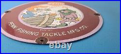 Vintage Penn Fishing Reels Sign Porcelain Tackle Equipment Gas Pump Plate Sign