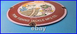 Vintage Penn Fishing Reels Sign Porcelain Tackle Equipment Gas Pump Plate Sign