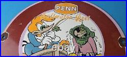 Vintage Penn Fishing Reels Sign Porcelain Tackle Equipment Gas Pump Plate Sign