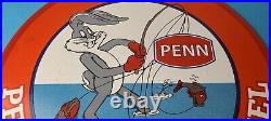 Vintage Penn Fishing Sign Reels Porcelain Tackle Gas Pump Plate Sign