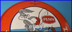 Vintage Penn Fishing Sign Reels Porcelain Tackle Gas Pump Plate Sign