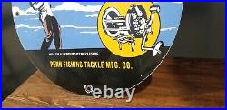 Vintage Penn Fishing Tackle Porcelain Salt Water Reels Sport Fisherman Sign