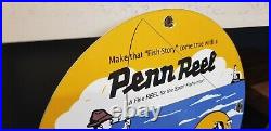 Vintage Penn Fishing Tackle Porcelain Salt Water Reels Sport Fisherman Sign