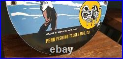 Vintage Penn Fishing Tackle Porcelain Salt Water Reels Sport Fisherman Sign