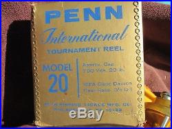 Vintage Penn International 20 Big Game Reel withBOX EXEC COLLECTIBLE COND