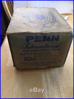 Vintage Penn International 80-W Fishing Reel. Wide Spool, with original box