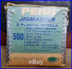 Vintage Penn Jigmaster 500 Fishing Reel With Extra Spool In Original Box Unused