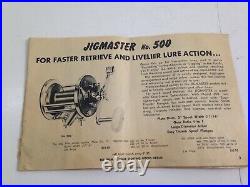 Vintage Penn Jigmaster 500 Fishing Reel With Nice Chrome & Manual