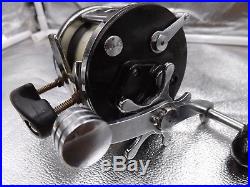Vintage Penn Jigmaster 505HS High Speed Narrow Spool Fishing Reel with Rod Clamp