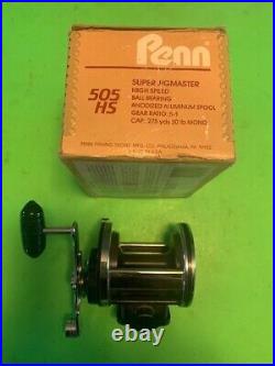 Vintage Penn Jigmaster 505hs Fishing Reel With Newell Reel Base & Clamp + Box