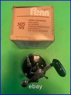 Vintage Penn Jigmaster 505hs Fishing Reel With Newell Reel Base & Clamp + Box