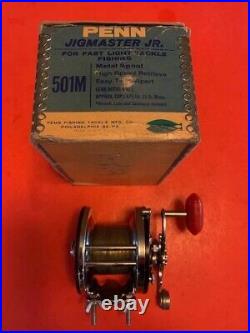 Vintage Penn Jigmaster Jr. No. 501 Fishing Reel Steel Gears & Guts+original Box
